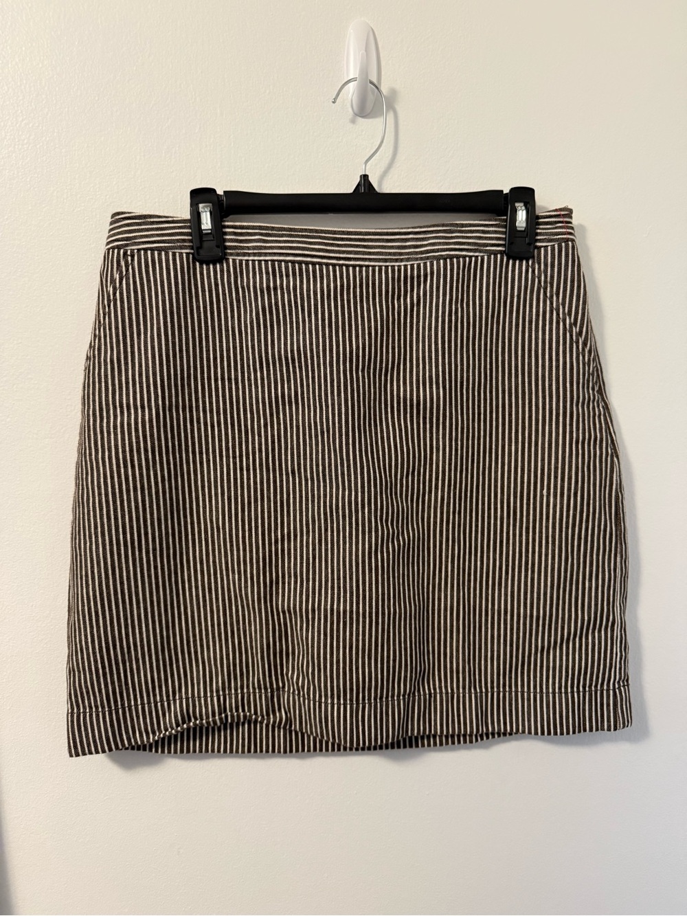 LOFT Brown and White Striped Mini Skirt size 12